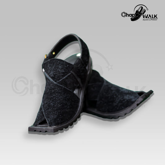 Wedding Style Sabri Peshawar Chappal (Black)