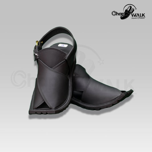 Wedding Style Peshawar Chappal (Black)